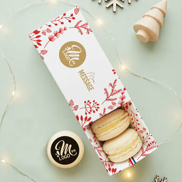 Coffret 4 macarons personnalis&eacute;s - Collection No&euml;l Entreprise