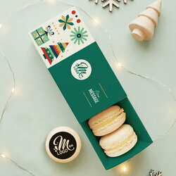 Coffret 4 macarons personnalisés - Collection Noël Entreprise Coffret 4 macarons personnalisés - Collection Noël Entreprise thème Noël Géométrique