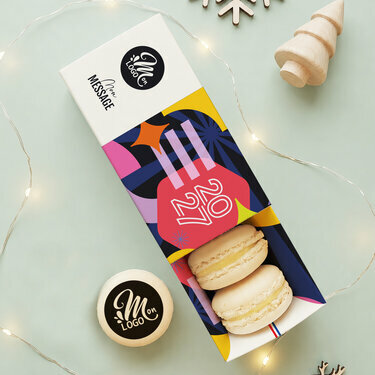 Coffret 4 macarons personnalis&eacute;s - Collection No&euml;l Entreprise