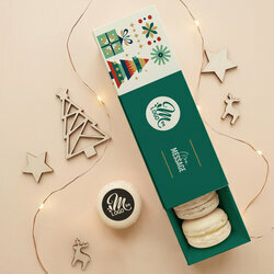 Coffret 6 macarons personnalisés - Collection Noël Entreprise Coffret 6 macarons personnalisés - Collection Noël Entreprise thème Noël Géométrique