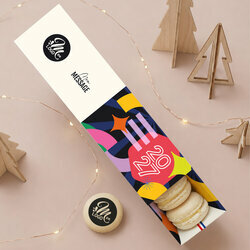 Coffret 8 macarons personnalisés - Collection Noël Entreprise Coffret 8 macarons personnalisés - Collection Noël Entreprise thème Nouvelle Année
