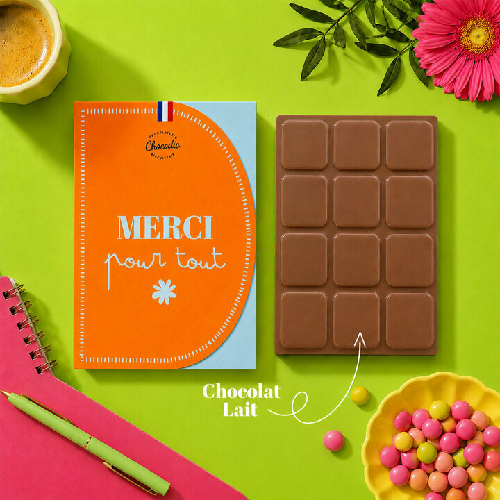 Tablette  Chocolat Lait Merci pour tout