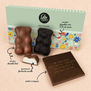 Coffret Douceur Carte &agrave; Croquer Message - Collection P&acirc;ques Entreprise