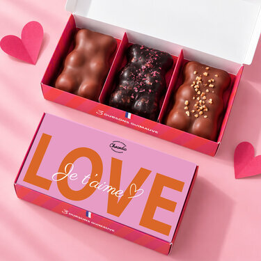 Coffret 3 Oursons guimauve - Saint-Valentin