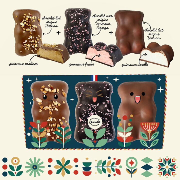 Coffret 3 Oursons Guimauves de No�l