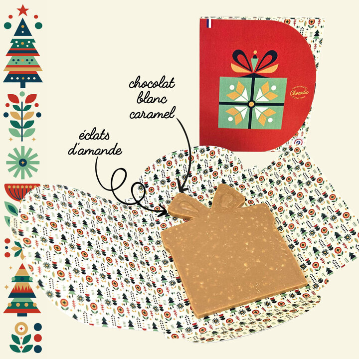 Tablette de Chocolat Cadeau en Chocolat Blanc Caramel