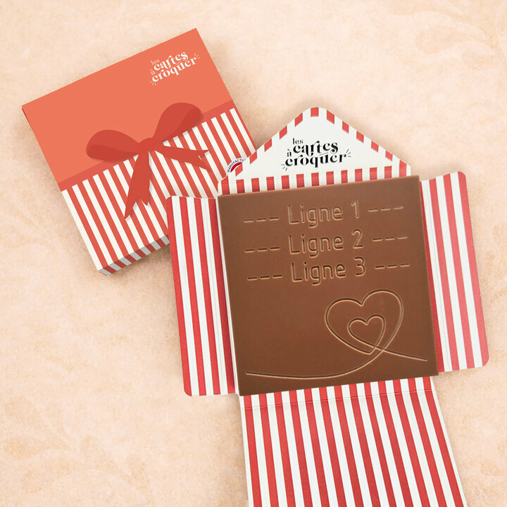 Carte à Croquer - Modèle Double Hearts Carte à Croquer - Modèle Double Hearts Chocolat Lait Enveloppe Modèle Cadeau