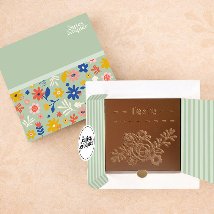 Carte � Croquer - Mod�le Jolies fleurs Chocolat Lait Coffret Mod�le Fleurs
