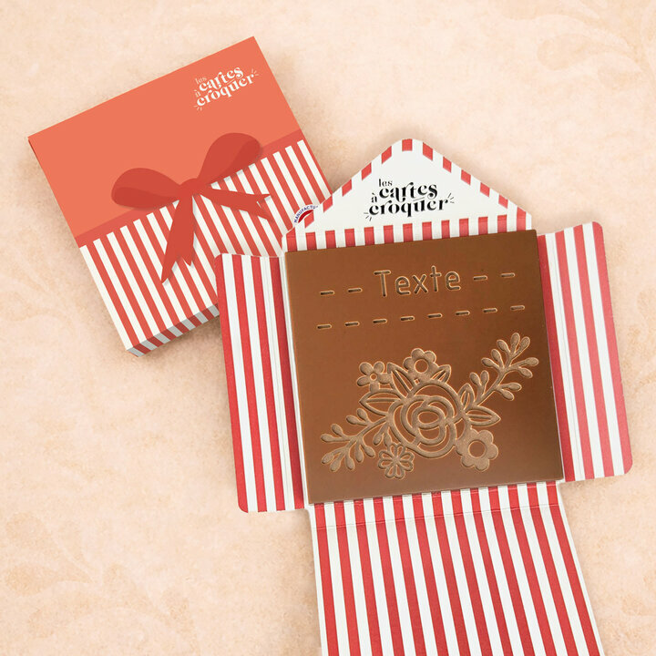 Carte � Croquer - Mod�le Jolies fleurs Chocolat Lait Enveloppe Mod�le Cadeau