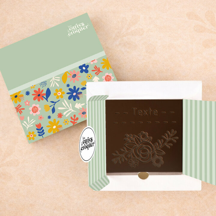 Carte � Croquer - Mod�le Jolies fleurs Chocolat Noir Coffret Mod�le Fleurs