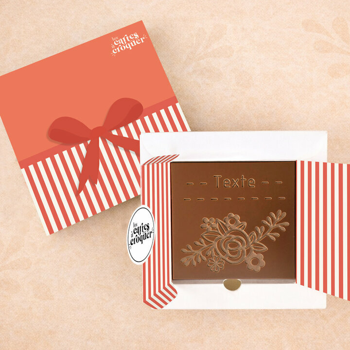 Carte � Croquer - Mod�le Jolies fleurs Chocolat Lait Coffret Mod�le Cadeau