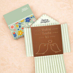 Carte � Croquer - Mod�le Love Birds Chocolat Lait Enveloppe Mod�le Fleurs