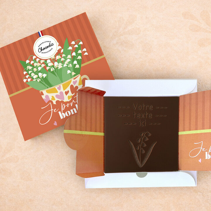 Carte � Croquer - Mod�le Brin de Bonheur Chocolat Noir Coffret Mod�le Muguet