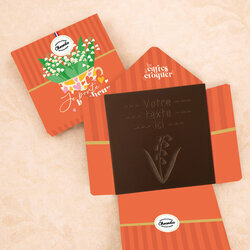 Carte � Croquer - Mod�le Brin de Bonheur Chocolat Noir Enveloppe Mod�le Muguet
