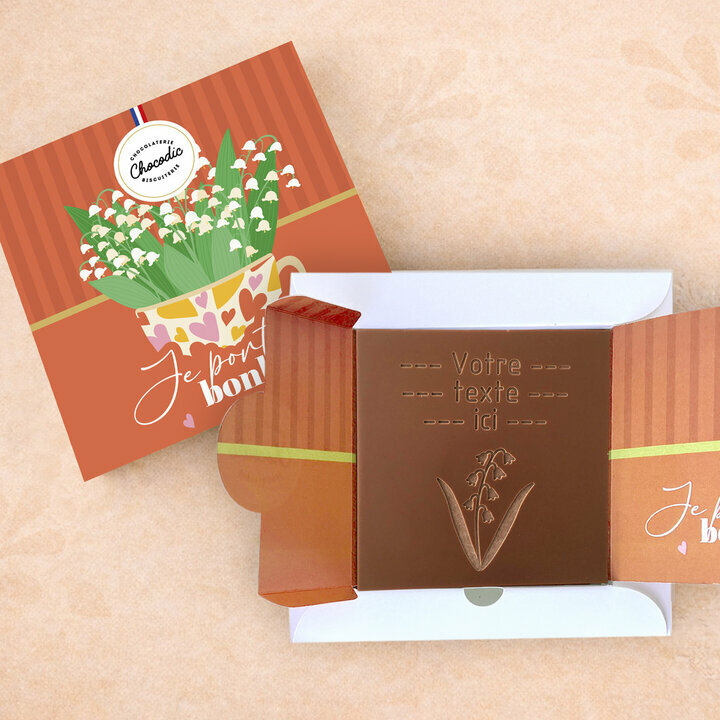 Carte � Croquer - Mod�le Brin de Bonheur Chocolat Lait Coffret Mod�le Muguet