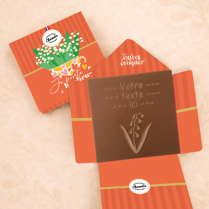 Carte � Croquer - Mod�le Brin de Bonheur Chocolat Lait Enveloppe Mod�le Muguet