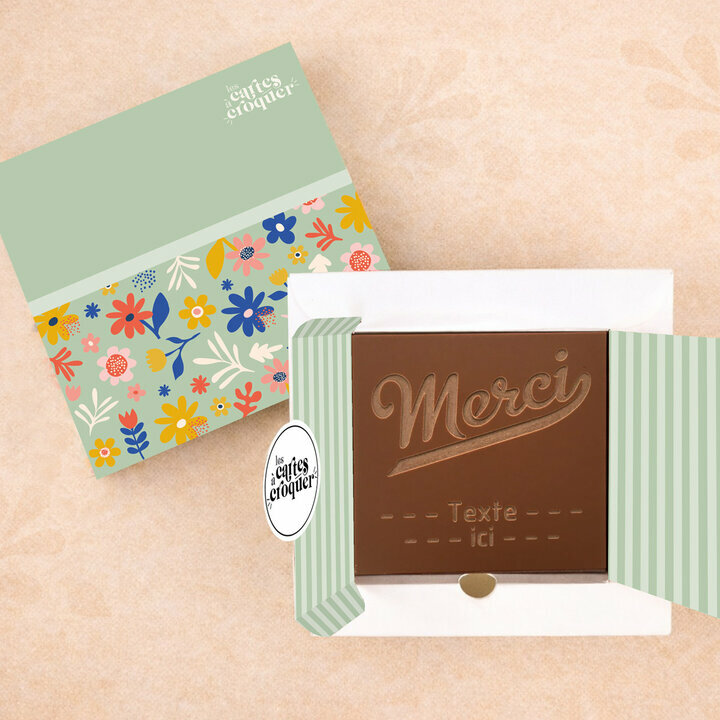 Carte à Croquer - Modèle Merci Carte à Croquer - Modèle Merci Chocolat Lait Coffret Modèle Fleurs