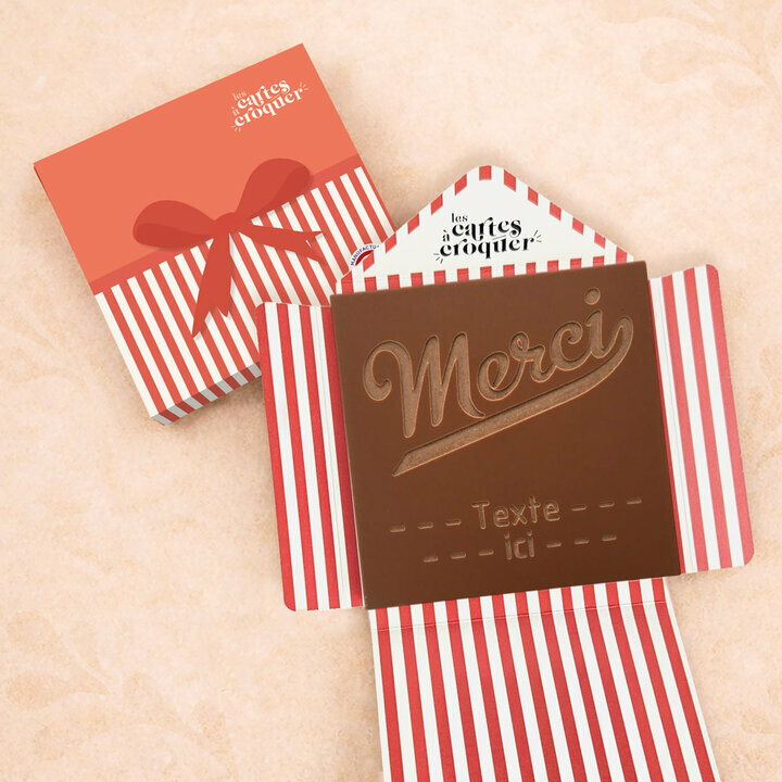 Carte à Croquer - Modèle Merci Carte à Croquer - Modèle Merci Chocolat Lait Enveloppe Modèle Cadeau