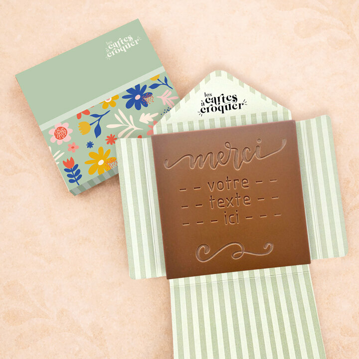 Carte � Croquer - Mod�le Merci Arabesque Chocolat Lait Enveloppe Mod�le Fleurs