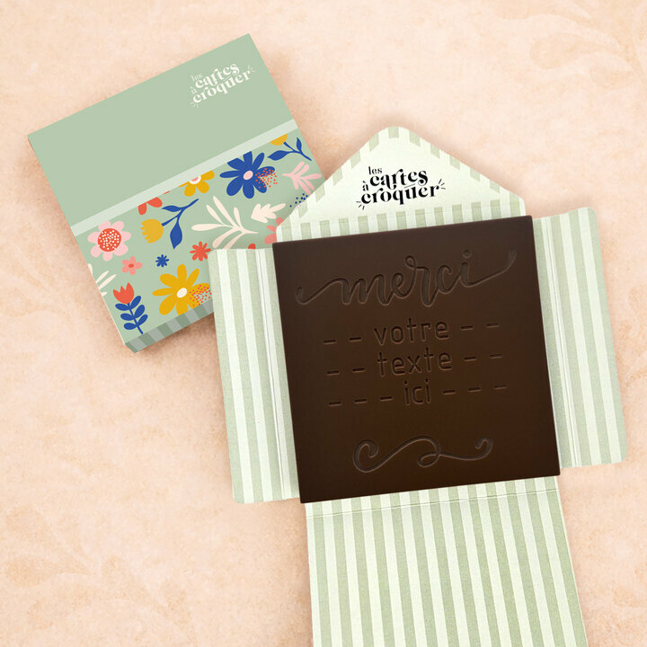 Carte � Croquer - Mod�le Merci Arabesque Chocolat Noir Enveloppe Mod�le Fleurs