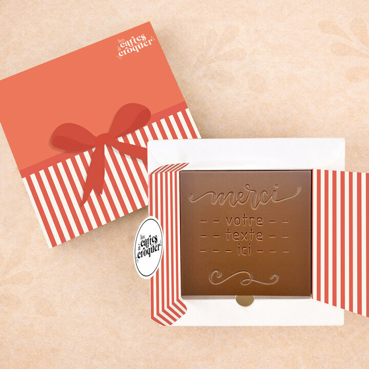 Carte � Croquer - Mod�le Merci Arabesque Chocolat Lait Coffret Mod�le Cadeau