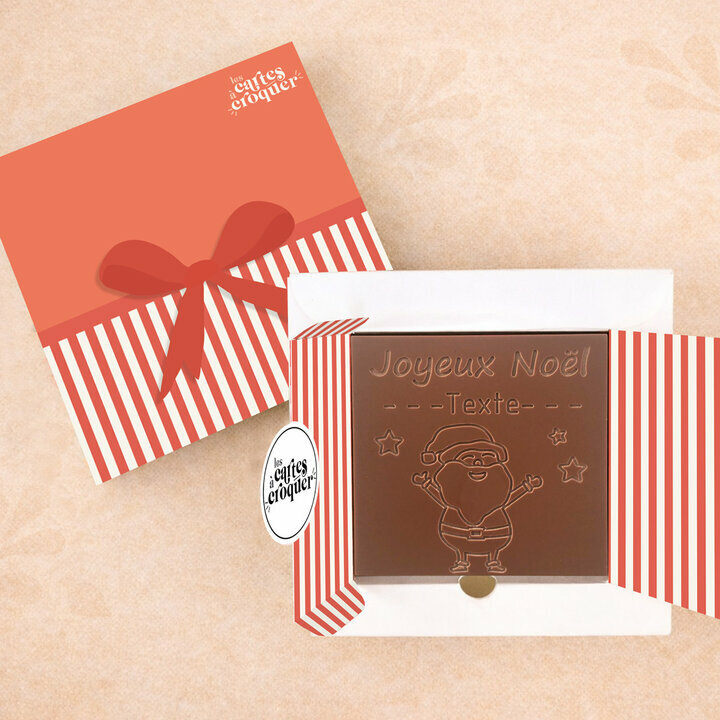 Carte � Croquer - Mod�le Petit p�re No�l Chocolat Lait Coffret Mod�le Cadeau