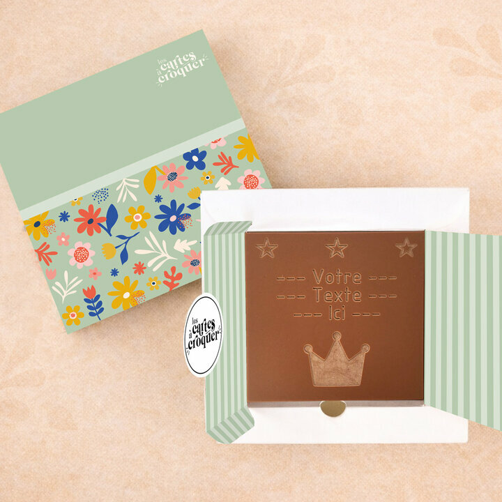 Carte � Croquer - Mod�le Couronne & Etoiles Chocolat Lait Coffret Mod�le Fleurs