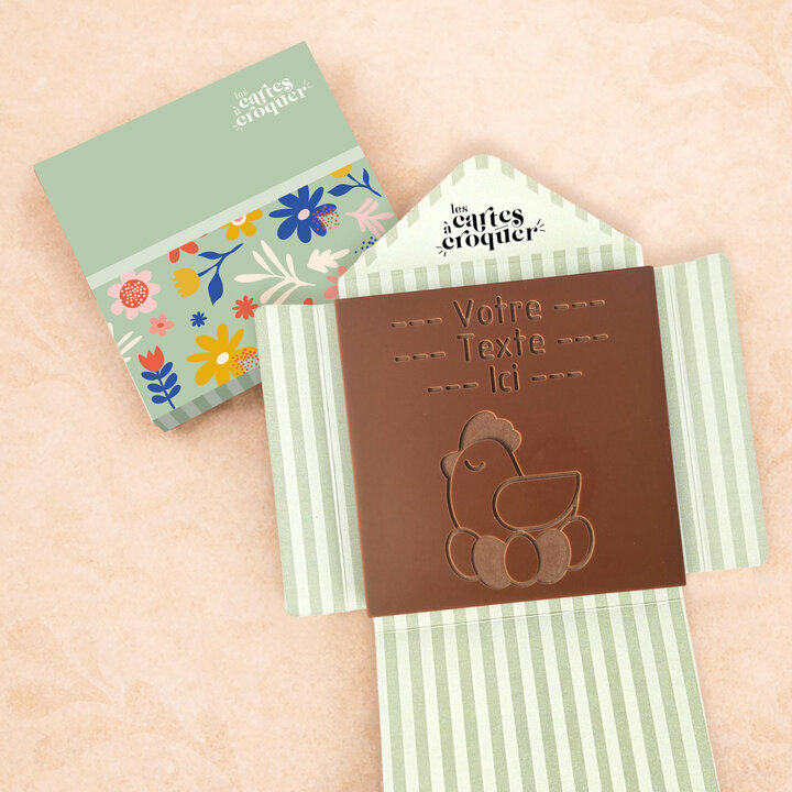 Carte � Croquer - Mod�le Poule Chocolat Lait Enveloppe Mod�le Fleurs