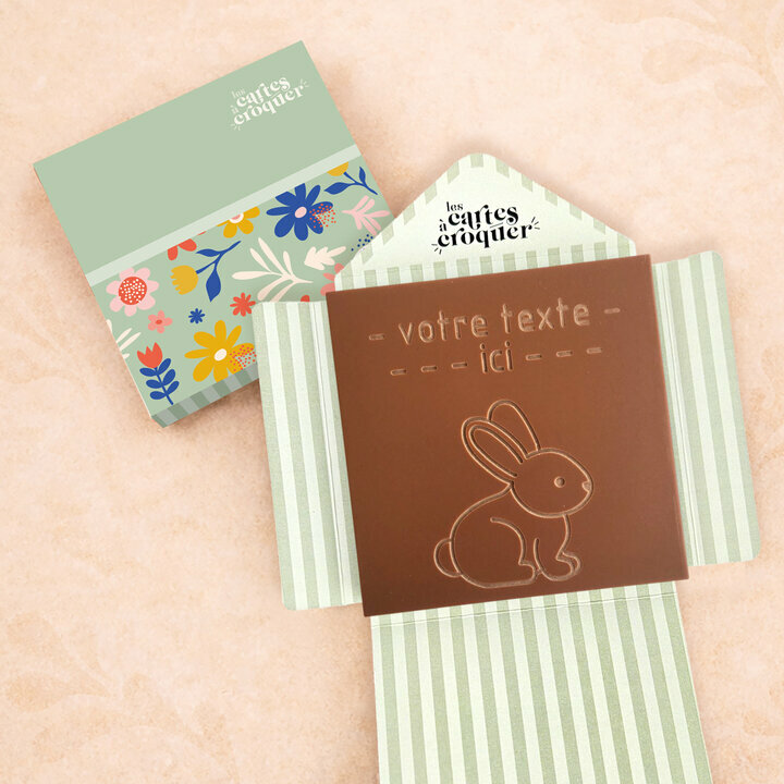 Carte � Croquer - Mod�le Mon lapin Chocolat Lait Enveloppe Mod�le Fleurs