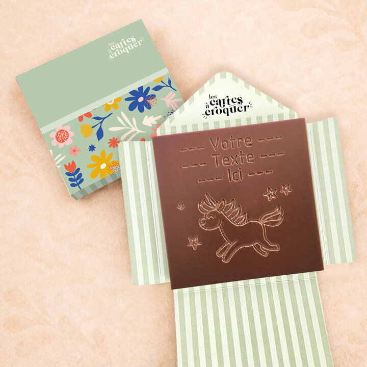 Carte � Croquer - Mod�le Licorne Chocolat Lait Enveloppe Mod�le Fleurs