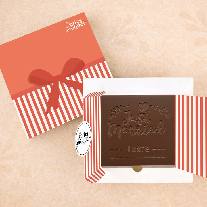 Carte à Croquer - Modèle Just Married Carte à Croquer - Modèle Just Married Chocolat Noir Coffret Modèle Cadeau
