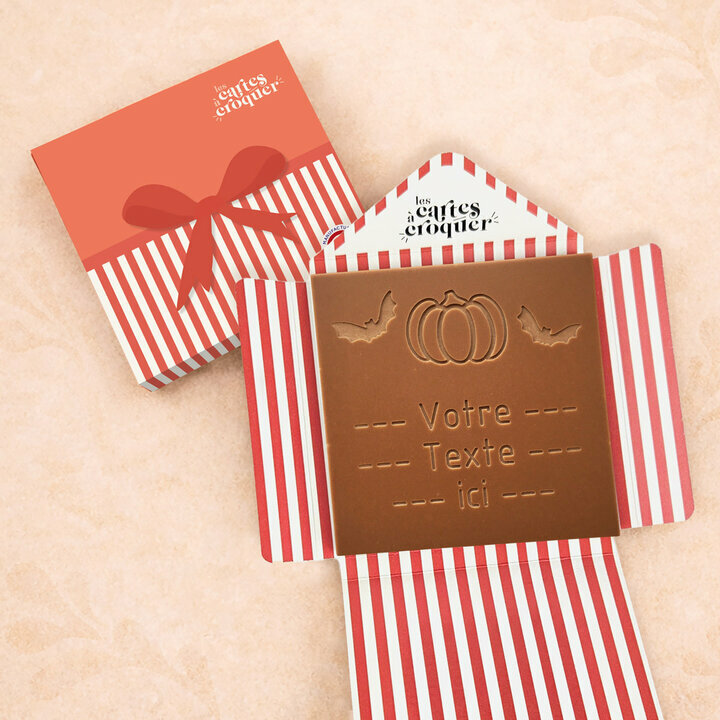 Carte � Croquer - Mod�le Citrouille d'Halloween Chocolat Lait Enveloppe Mod�le Cadeau
