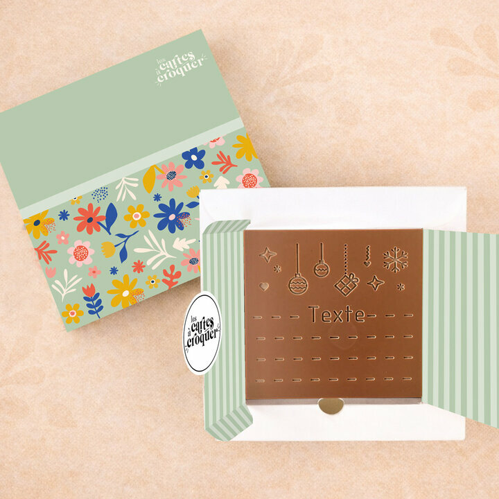 Carte � Croquer - Mod�le Joyeuses F�tes Chocolat Chocolat Lait Coffret Mod�le Fleurs