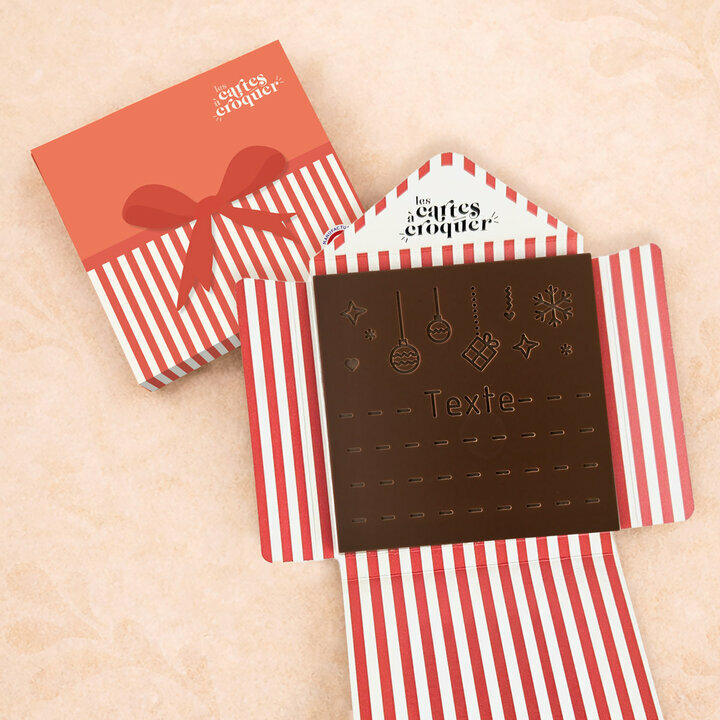 Carte � Croquer - Mod�le Joyeuses F�tes Chocolat Chocolat Noir Enveloppe Mod�le Cadeau