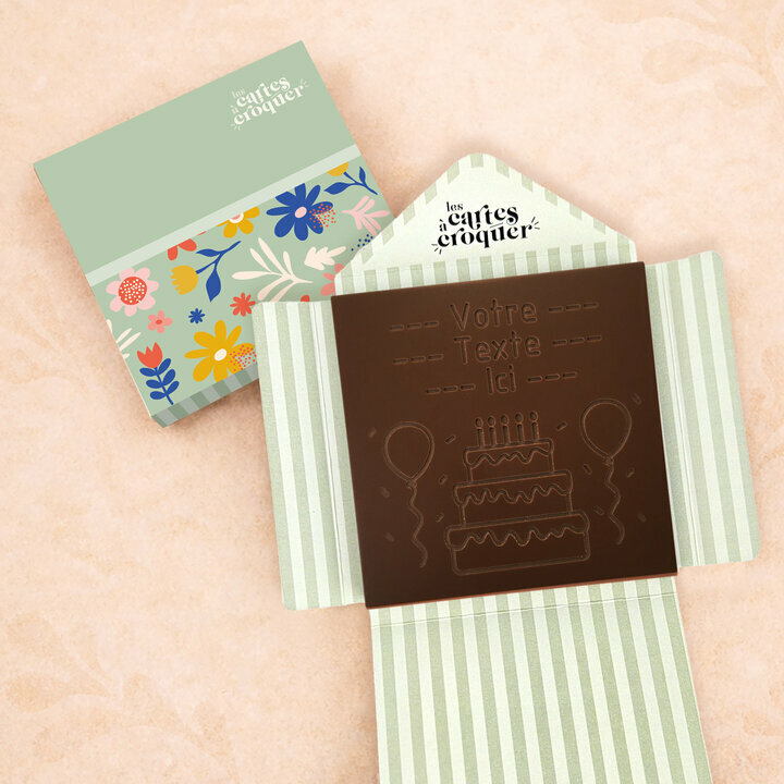 Carte à Croquer - Modèle Gâteau d'anniversaire Carte à Croquer - Modèle Gâteau d'anniversaire Chocolat Noir Enveloppe Modèle Fleurs
