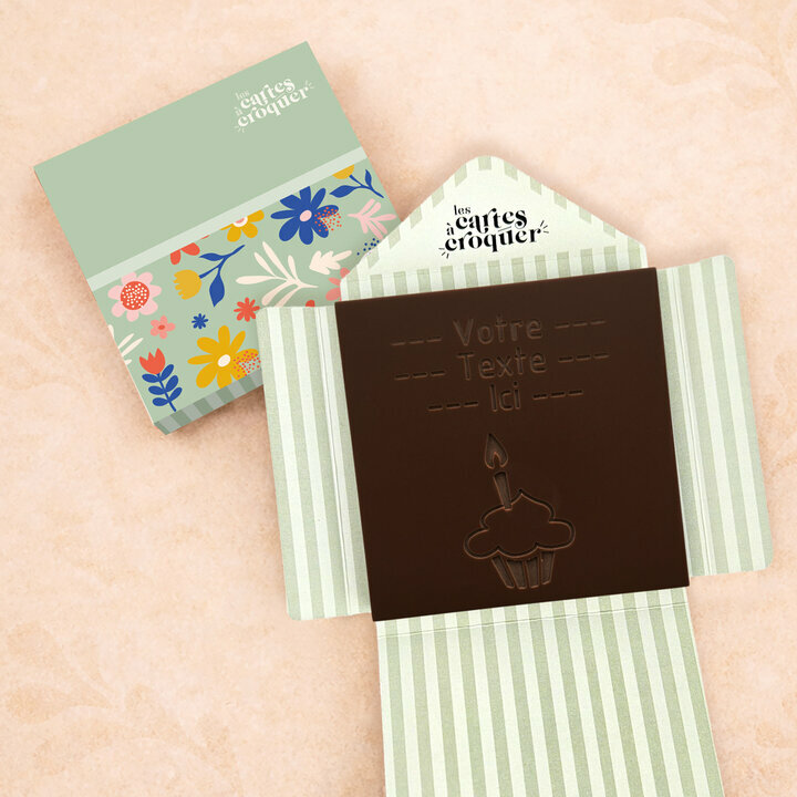 Carte � Croquer - Mod�le Cupcake Chocolat Noir Enveloppe Mod�le Fleurs