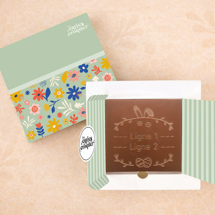 Carte � Croquer - Mod�le Couronne de P�ques Chocolat Lait Coffret Mod�le Fleurs