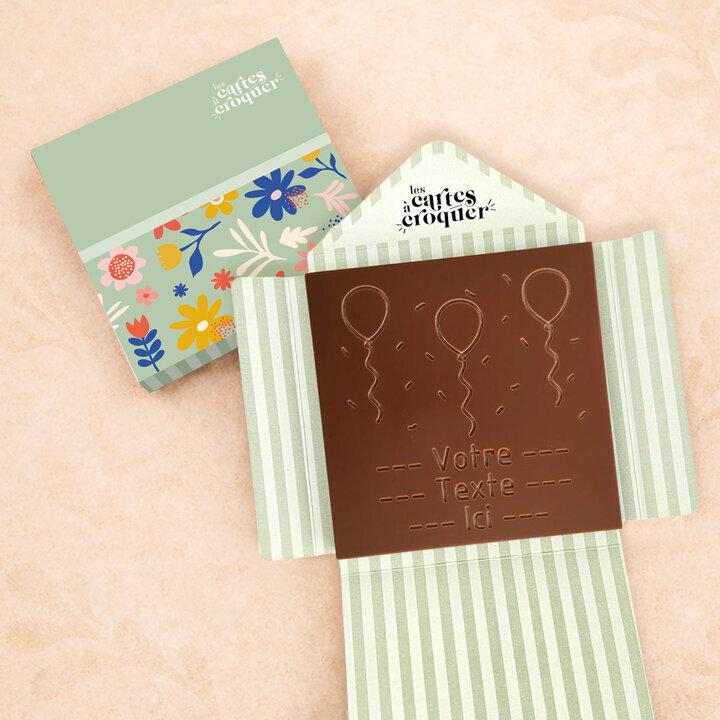 Carte � Croquer - Mod�le Ballons & Cotillons Chocolat Lait Enveloppe Mod�le Fleurs