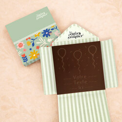 Carte � Croquer - Mod�le Ballons & Cotillons Chocolat Noir Enveloppe Mod�le Fleurs