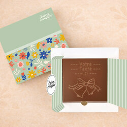 Carte � Croquer - Mod�le Cloches de P�ques Chocolat Lait Coffret Mod�le Fleurs