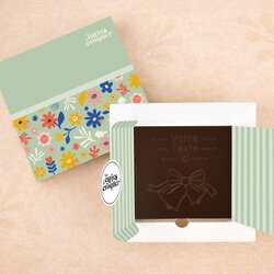 Carte � Croquer - Mod�le Cloches de P�ques Chocolat Noir Coffret Mod�le Fleurs