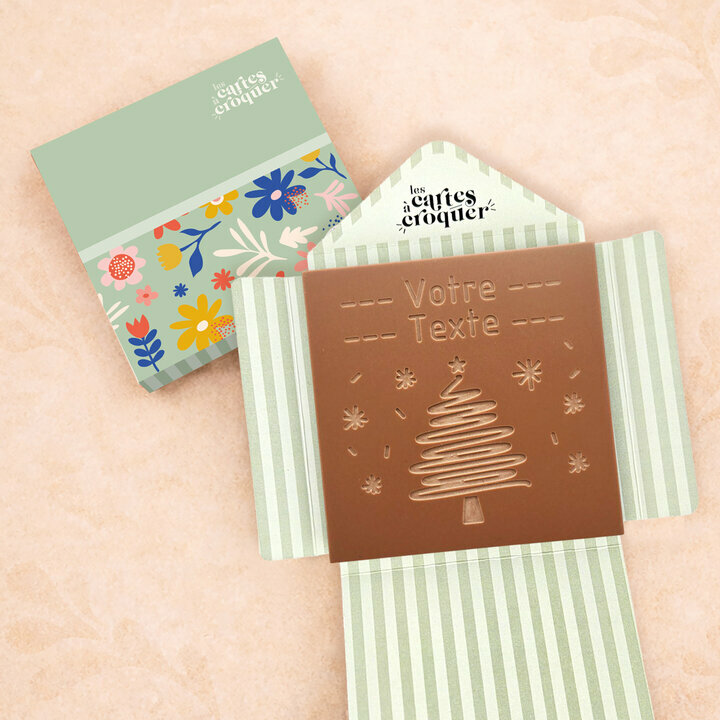 Carte à Croquer - Modèle Sapin Carte à Croquer - Modèle Sapin Chocolat Lait Enveloppe Modèle Fleurs