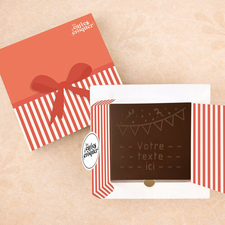 Carte à Croquer - Modèle Fanions et Cotillons Carte à Croquer - Modèle Fanions et Cotillons Chocolat Noir Coffret Modèle Cadeau