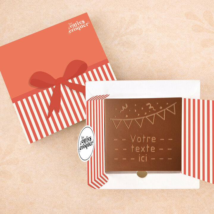 Carte à Croquer - Modèle Fanions et Cotillons Carte à Croquer - Modèle Fanions et Cotillons Chocolat Lait Coffret Modèle Cadeau