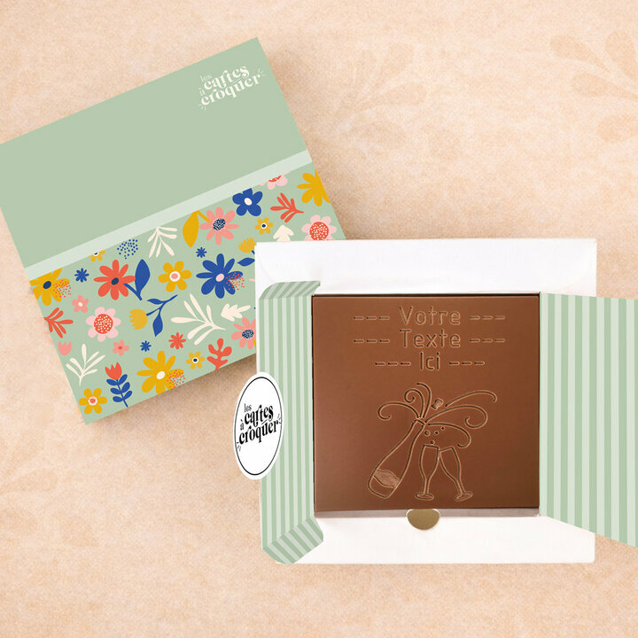 Carte à Croquer - Modèle Champagne Carte à Croquer - Modèle Champagne Chocolat Lait Coffret Modèle Fleurs