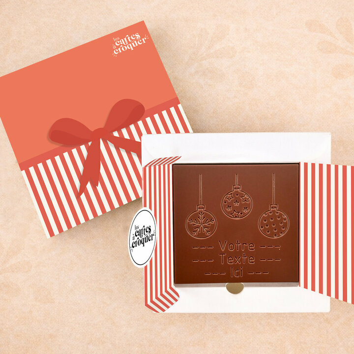 Carte à Croquer - Modèle Boules de Noël Carte à Croquer - Modèle Boules de Noël Chocolat Lait Coffret Modèle Cadeau