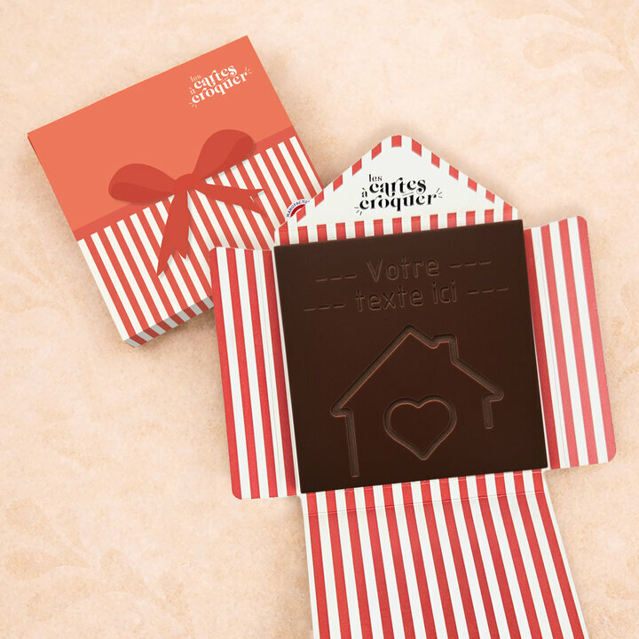 Carte à Croquer - Maison de coeur Carte à Croquer - Maison de coeur Chocolat Noir Enveloppe Cadeau