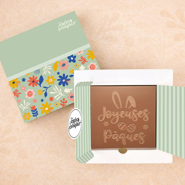 Prête à Croquer - Modèle Joyeuses Pâques Prête à Croquer - Modèle Joyeuses Pâques Chocolat Lait Coffret Fleurs