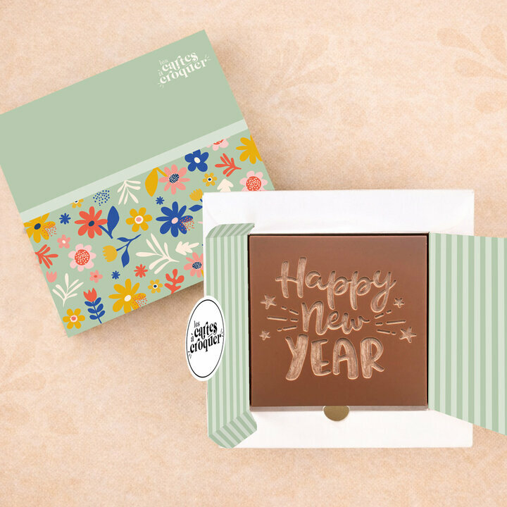 Prête à Croquer - Modèle Happy New Year Prête à Croquer - Modèle Happy New Year Chocolat Lait Coffret Fleurs