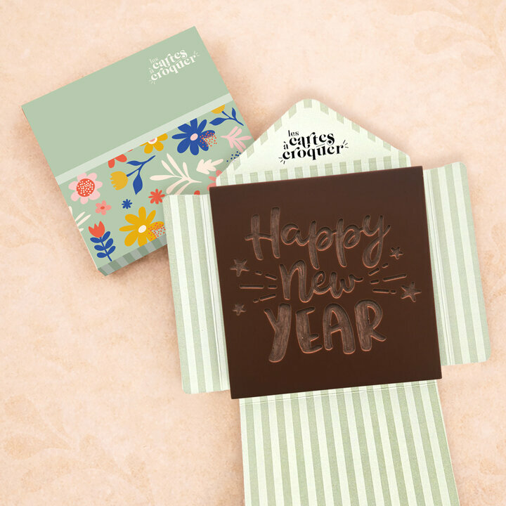 Prête à Croquer - Modèle Happy New Year Prête à Croquer - Modèle Happy New Year Chocolat Noir Enveloppe Fleurs